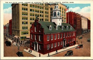 Vtg Boston MA Old State House Corner of Washington & State Street 1920s Postcard