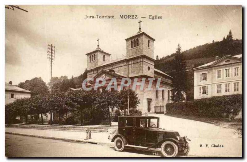 Postcard Old Jura Morez Tourist Church Automotive