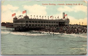 1914 Casino Bathing Grounds Asbury Park New Jersey Crowd Beach Posted Postcard