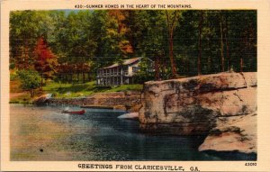 Summer Homes in the Mountains, Greetings From Clarkesville GA Vtg Postcard S64