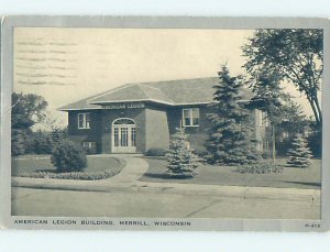 1940's AMERICAN LEGION BUILDING Merrill Wisconsin WI H7210