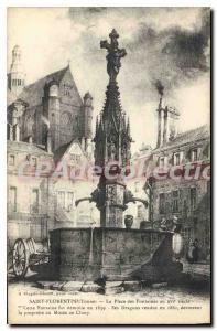 Postcard Old Saint Florentin Place des Fontaines at