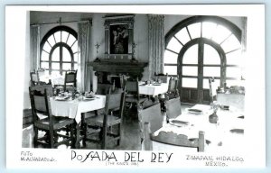 RPPC  ZIMAPAN, Hidalgo Mexico ~Interior POSADA DEL REY Restaurant 1950s Postcard