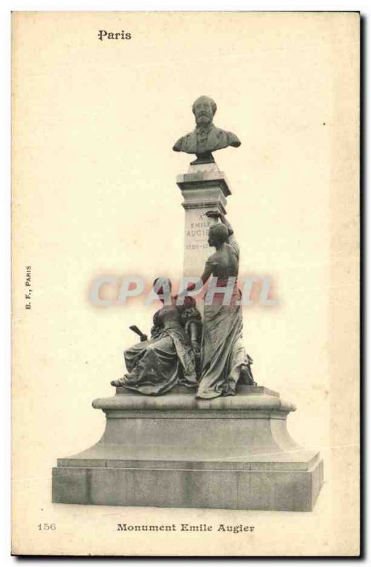 Old Postcard Paris Monument Emile Augier