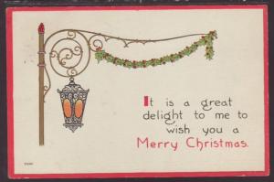 Wish You A Merry Christmas,Street Light Postcard 