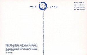 Anchorage Alaska City View AK Vintage Northwest Orient Airlines Postcard