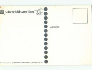 1972 BURGER KING - LOVE POSTCARD AC7523