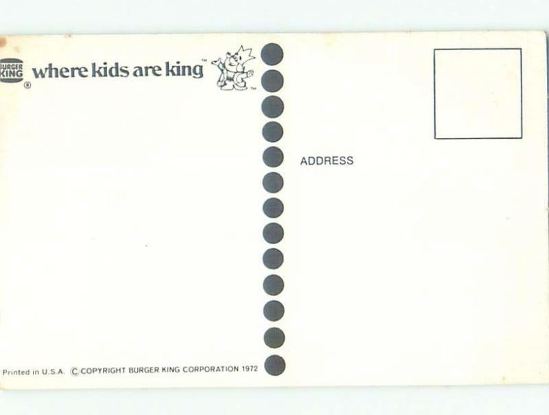 1972 BURGER KING - LOVE POSTCARD AC7523