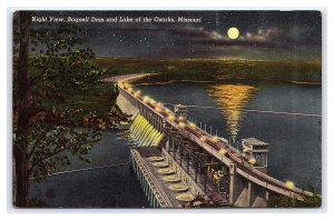 Bagnell Dam & Lake Of The Ozarks Missouri Night View Postcard 