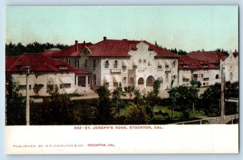 Stockton California CA Postcard St. Joseph's Home Exterior Scene c1905's Antique