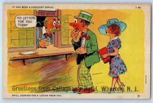 1940 Wharton New Jersey Postcard Greetings Callaghan's Constant Denial Letters