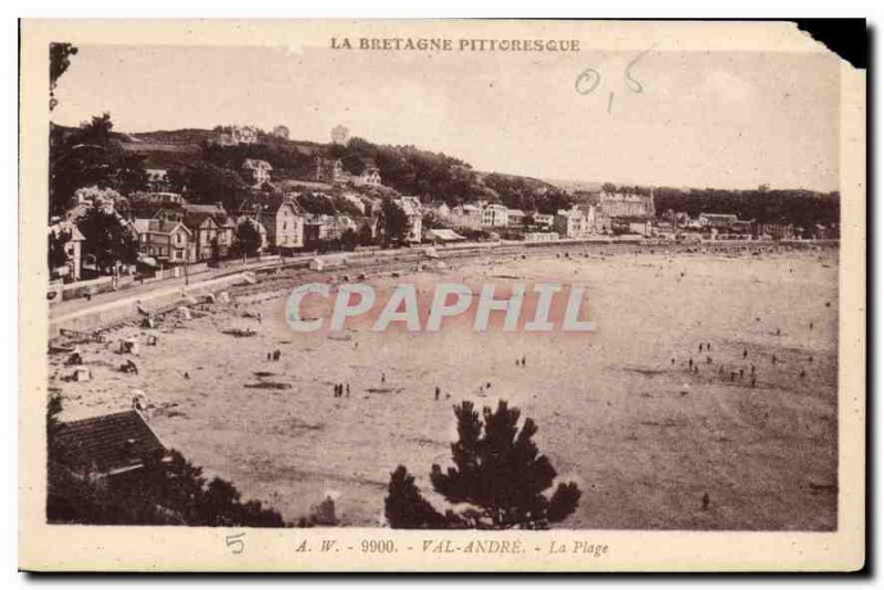 Old Postcard Brittany Picturesque 9900 Val Andre The Beach