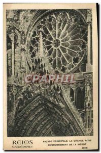 Old Postcard Reims Cathedral Facade Principale The Grand Rose Coronation Of T...