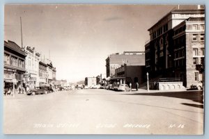 Globe Arizona AZ Postcard RPPC Photo Main Street Cafe Lodge Cars 1946 Vintage