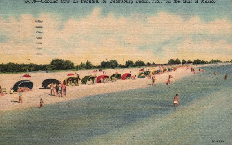 Vintage Postcard 1955 Cabana Row Beautiful St. Petersburg Beach Florida Sun News