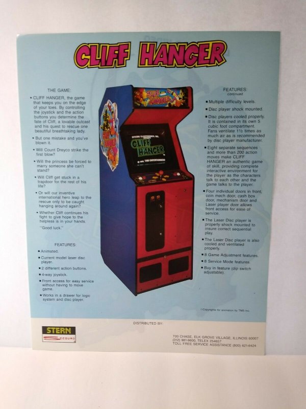 Cliff Hanger Arcade Flyer 1983 Original Laser Game Art Retro Classic 8.5 x 11 