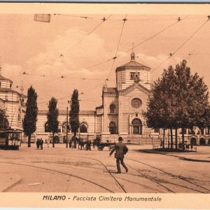 c1920s Milano, Italy Cimitero Monumentale Cemetery Ground Streetcar Trolley A357