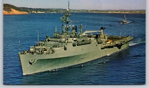 US Navy Military Ship~USS Ogden LPD-5 Amphibious Transport Dock~1950s Postcard