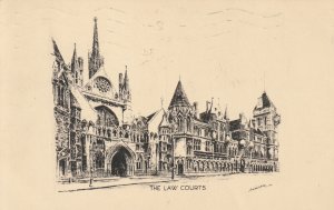 HOLBORN, THE LAW COURTS. London - Vintage POSTCARD (Drawing)