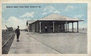 Railroad Depot Camp Grant, Rockford, Illinois, IL, USA Railroad Train Depot U...