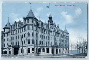 Racine Wisconsin WI Postcard Hotel Racine Exterior Building 1910 Vintage Antique