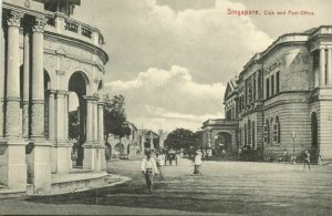 straits settlements, SINGAPORE, Club and Post Office (1910s) Postcard