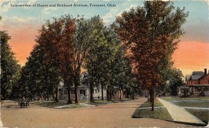 Fremont Ohio 1912 Postcard Intersection of Hayes and Birchard Avenue