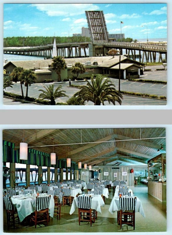2 Postcards CLEARWATER BEACH, Florida FL~ Roadside FISHERMAN'S WHARF RESTAURANT