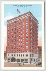 Syracuse New York~Panorama Hotel Jefferson-Clinton~Vintage Postcard