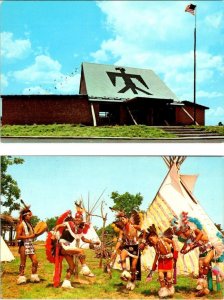 2~Postcards Anadarko, OK Oklahoma  INDIAN CITY Lodge & War Dance NATIVE AMERICAN