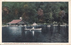 Bear Mountain NY Park, Hessian Lake 1916 Boat House, Boating, Hand Tinted?