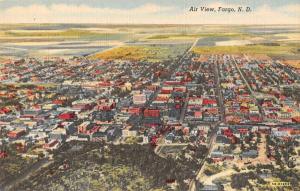 Fargo North Dakota Aerial View Linen Antique Postcard J80806
