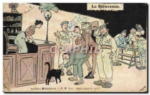 Old Postcard Militaria Welcome Cat