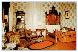 c1960's Magnolia Manor U.S. Grant Bedroom Interior Cairo Illinois IL Postcard