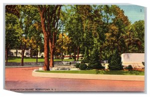 Washington Square Street View Morristown NJ New Jersey Linen Postcard V11