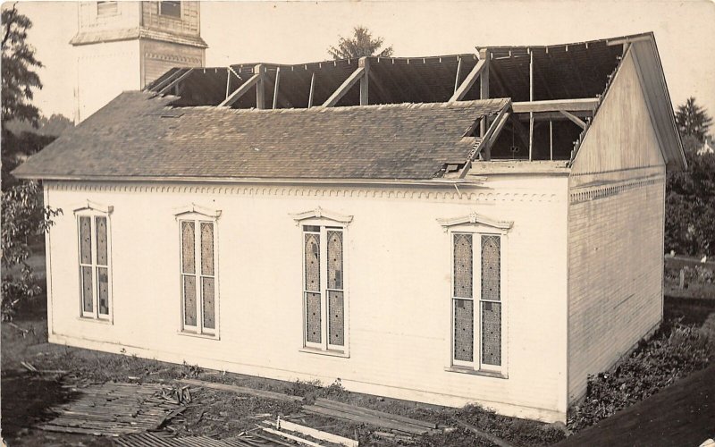 F39/ Hayesville Ohio RPPC Postcard Church Storm Disaster c1910 Ashland Co