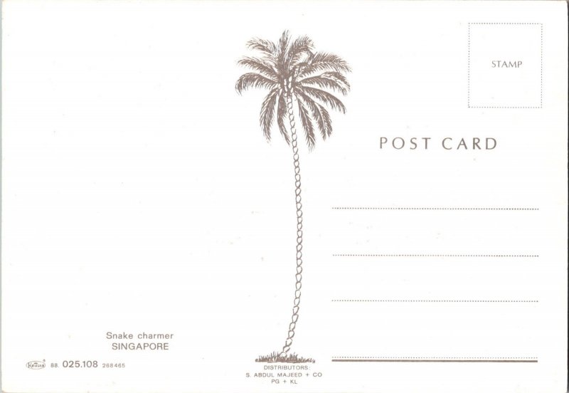 Snake charmer SINGAPORE Continental Postcard CA17