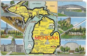 US used Michigan Map and Pictures #839 coil, Mailed 1949.  Nice.