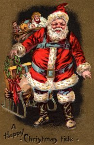 Antique Santa Claus Happy Christmas Postcard