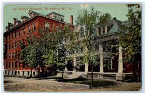 1913 St. Mary's Hospital Building Clarksburg West Virginia WV Antique Postcard