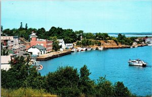 Business Harbour Little Current Manitoulin Island Ontario Canada Postcard VTG 