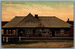 Postcard Kingsville Ontario c1908 Railroad Station L.E.E. & D.R.R Essex County