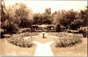 RPPC Rose Gardens in City Park, Holdrege NE Vintage Postcard U04