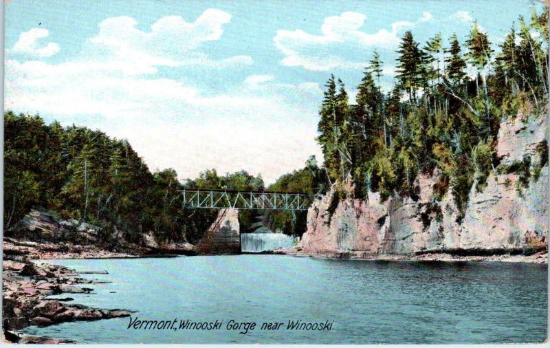 WINOOSKI, VT Vermont   BRIDGE Winooski GORGE   c1900s   Postcard