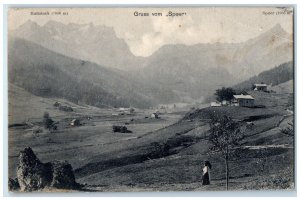 1910 Mattstock Greetings from the Speer Mountain Peak in Switzerland Postcard