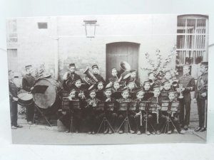 Brass Band at Standon Farm Staffordshire c1900 Vtg Repro Postcard