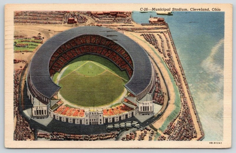 Cleveland Indians OH~Fly Right Over Municipal Baseball Stadium~1950 (Razed 1997) 