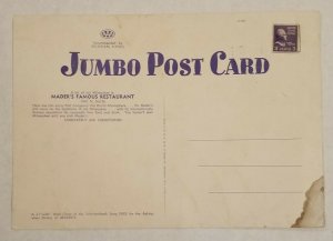 Vntge Jumbo Colorful Postcard MADER'S Famous German Restaurant Stamped Milwaukee