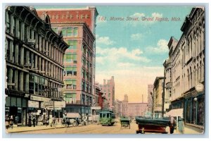 1911 Monroe Street Trolley Scene Grand Rapids Michigan MI Unposted Shop Postcard