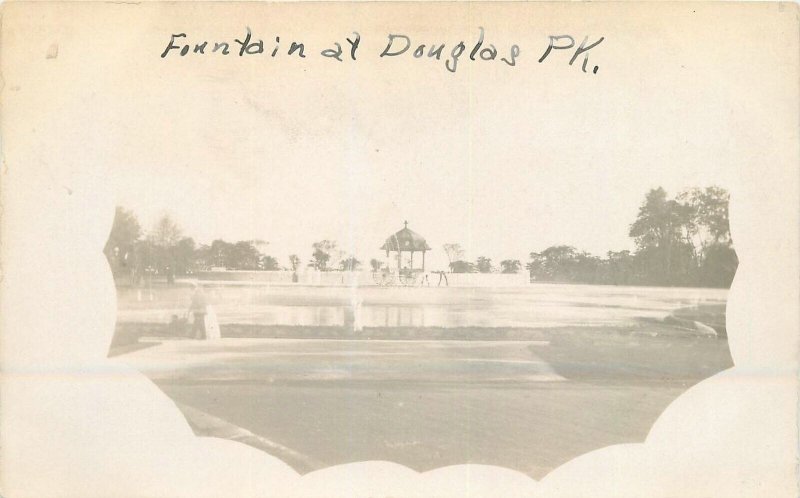 Postcard RPPC C-1910 Illinois Chicago Douglas Park Fountain 23-12774